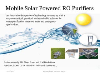 Portable Solar Powered RO Purifiers_Aquality water solutions_Indovation ...