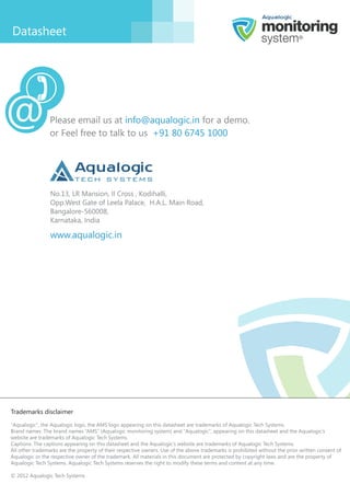 Aqualogic monitoring system datasheet | PDF