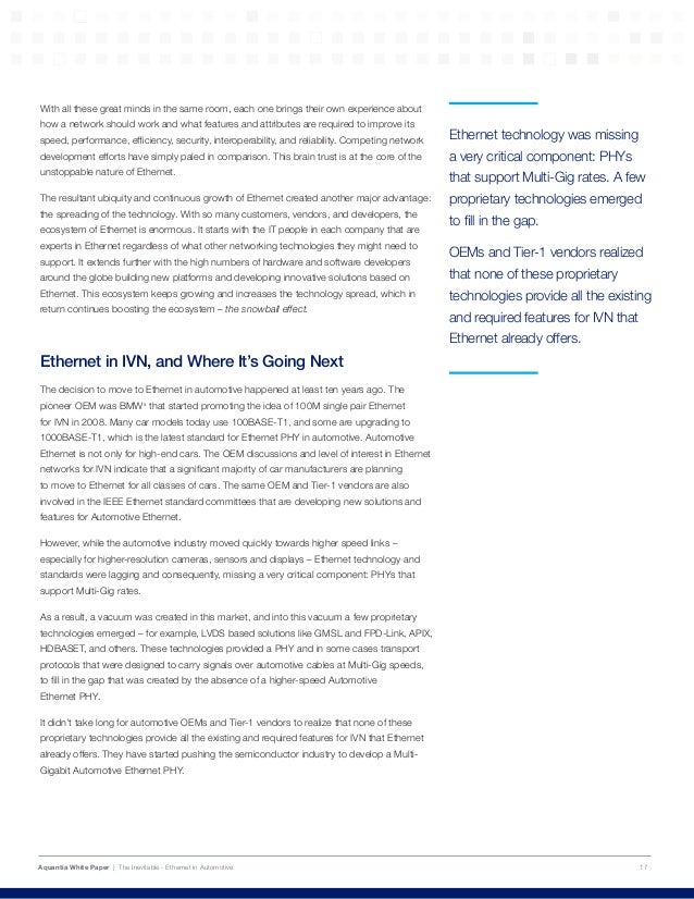 The Inevitable Ethernet In Automotive The Inevitable Ethernet In Automotive