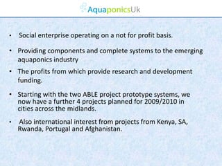 •   Social enterprise operating on a not for profit basis.

• Providing components and complete systems to the emerging
  ...