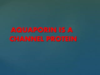 AQUAPORIN IS A
CHANNEL PROTEIN
 