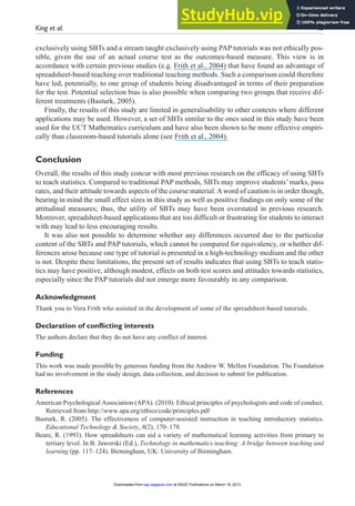 A Quasi-Experimental Comparison Of Spreadsheet- And Classroom-Based ...