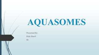 AQUASOMES
Presented By:
Rida Sharif
06
 