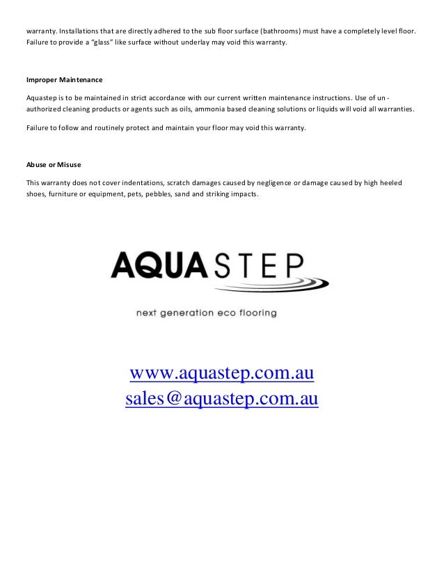 AquaSteps Laminate Wood Floorings Installation and Warranty Information