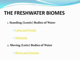 PRIMARY PRODUCTIVITYIn Freshwater Ecosystems is limited by:Solar radiation and TemperatureNutrient limitations also commonphosphorus is usually limiting nutrient (rather than nitrogen as in oceans), hence, shift in late 1970’s to phosphate-free detergentsCultural eutrophicationEutrophication of lakes as a result of input of nutrients from sewage and fertilizer pollution
