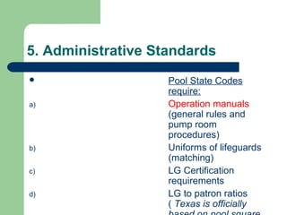 Pool Code Requirements Aquatic facilities (1) | PPT