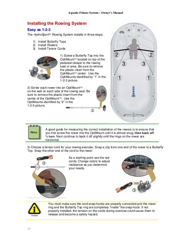 Aquatic fitness system owners manual guide