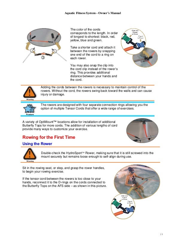 Aquatic fitness system owners manual guide