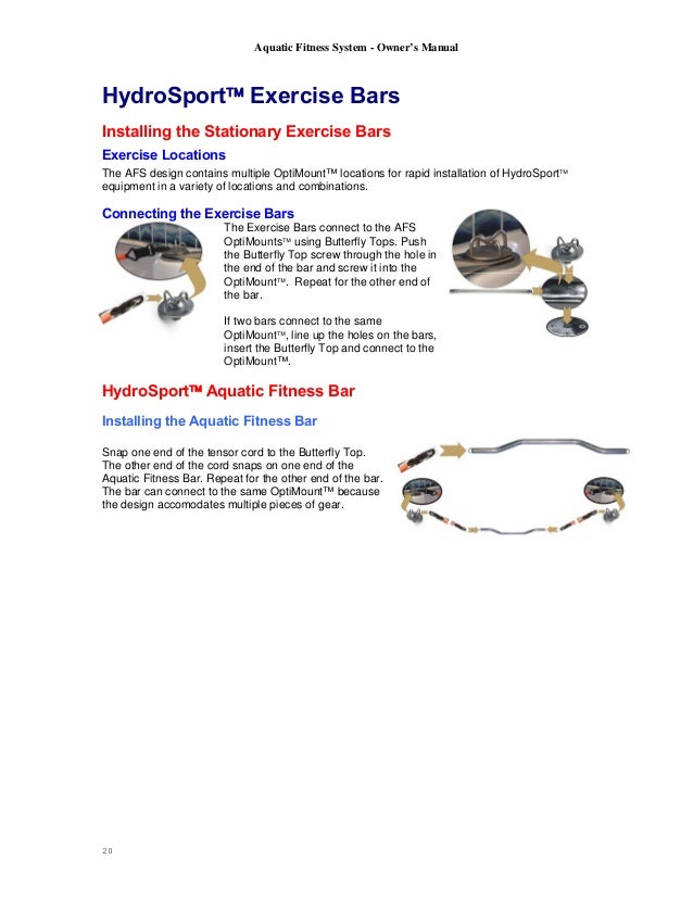 Aquatic fitness system owners manual guide
