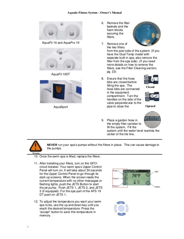 Aquatic fitness system owners manual guide
