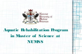 Aquatic Rehabilitation Program
in Master of Science at
NUMSS
 