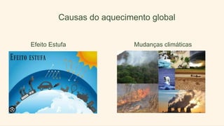 Causas do aquecimento global
Efeito Estufa Mudanças climáticas
 