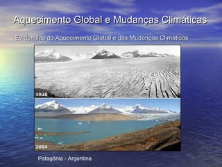 Aquecimento Global e Mudanças ClimáticasAquecimento Global e Mudanças Climáticas
Evidências do Aquecimento Global e das Mudanças ClimáticasEvidências do Aquecimento Global e das Mudanças Climáticas
Patagônia - Argentina
 