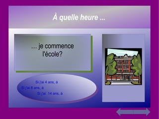 …  je commence l'école? Si j'ai 4 ans, à Si j'ai 8 ans, à Si j'ai  14 ans, à 