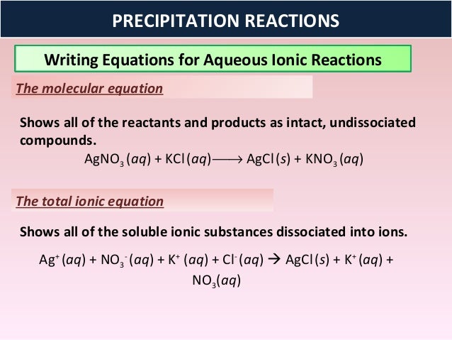 How to write precipitation reactions