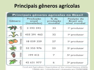 Principais gêneros agrícolas
 