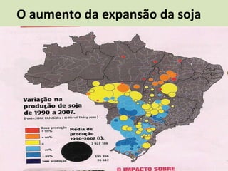 O aumento da expansão da soja
 
