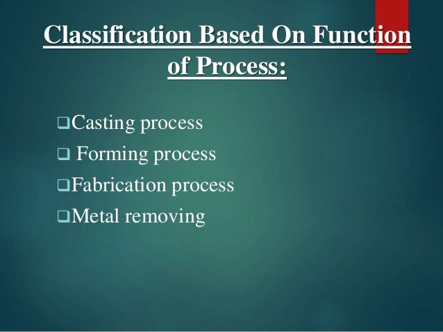 Classification of Manufacturing Process