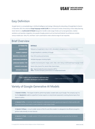A Quick-Start Outline on Google Gemini | USAII® | PDF