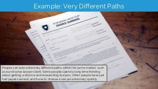 Example: Very Different Paths
People can take extremely different paths within the same market, such
as our divorce lawyer...