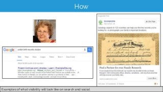 @RobOusbey @Distilled #StateOfSearch bit.ly/ShareThisDeck
How
Examples of what visibility will look like on search and soc...