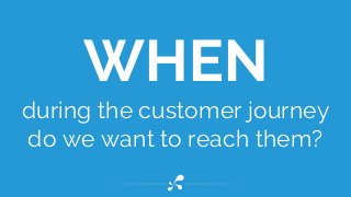 WHEN
during the customer journey
do we want to reach them?
 