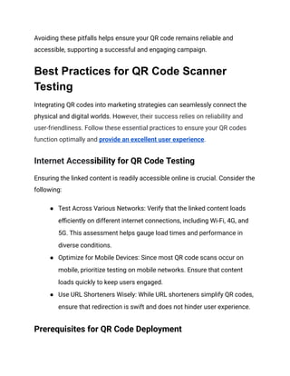 A Quick Guide to Efficiently Test QR Codes for Users | PDF