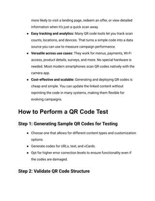 Quantify Codes A Quick Guide to Efficiently Test QR Codes for Users | PDF