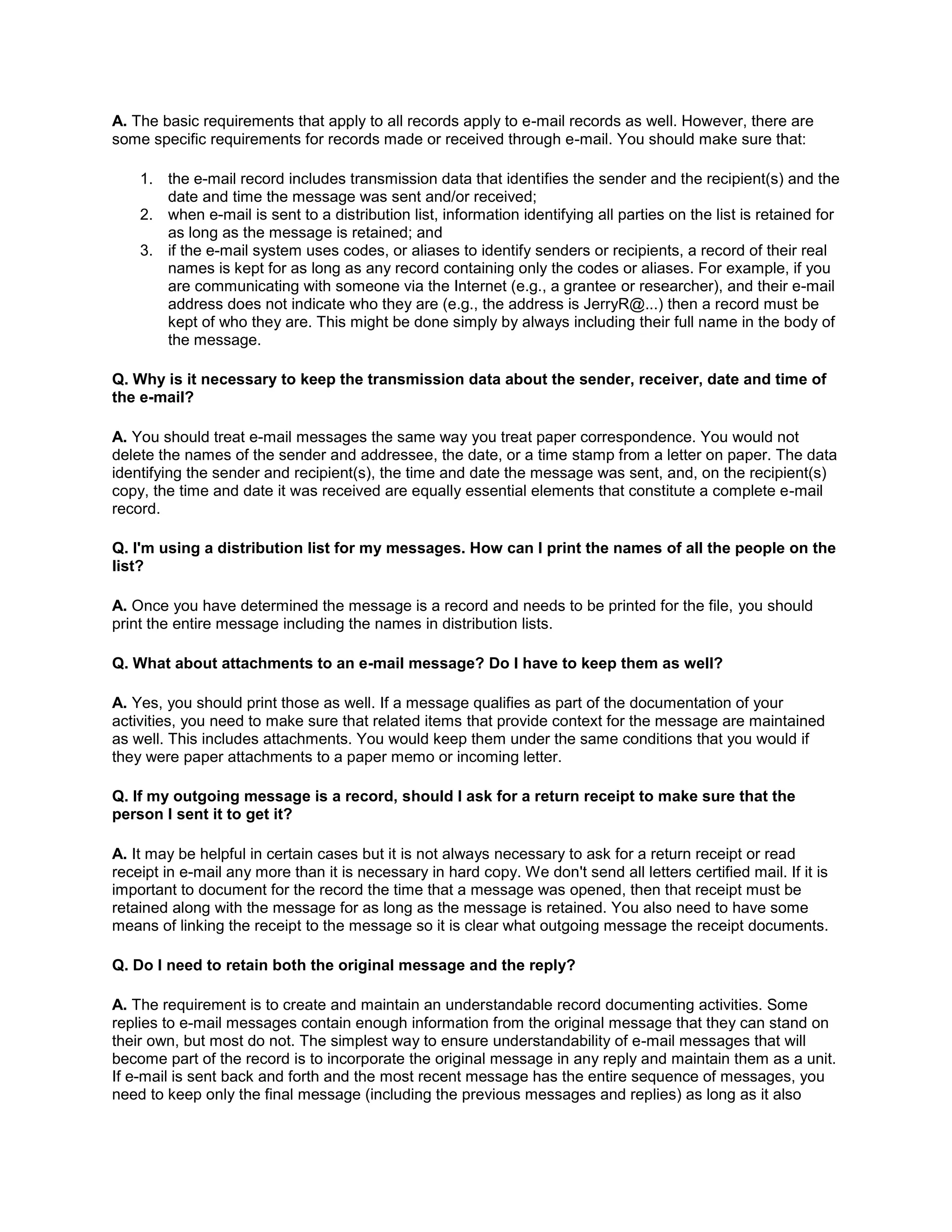 A Quick Reference Guide Considering E Mail As A Federal Record, 2 2010