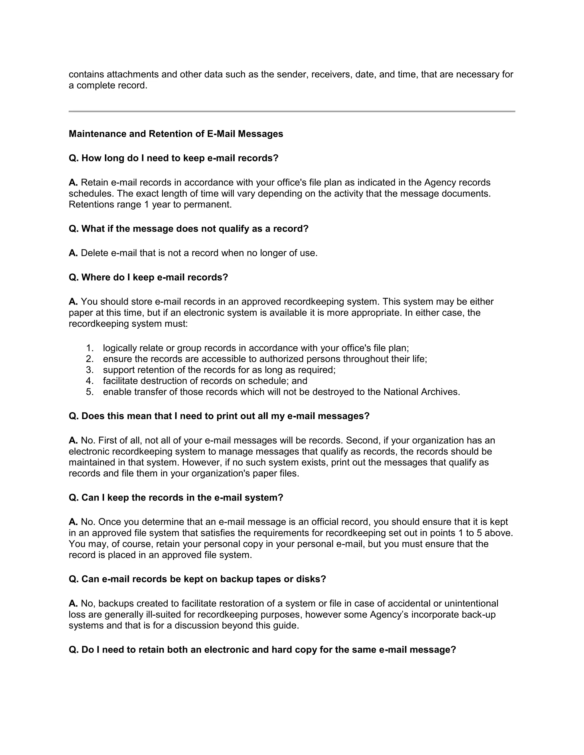 A Quick Reference Guide Considering E Mail As A Federal Record, 2 2010