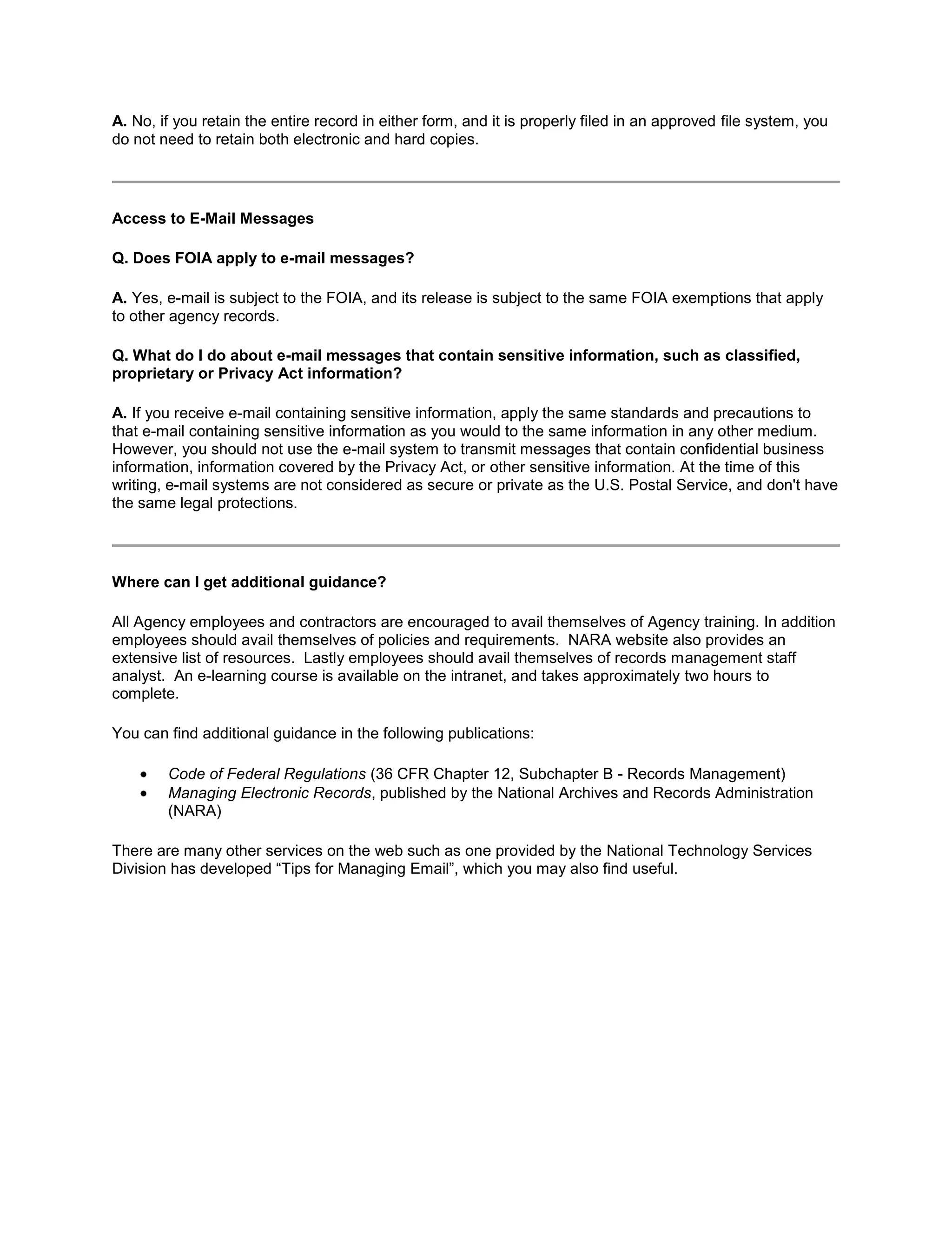 A Quick Reference Guide Considering E Mail As A Federal Record, 2 2010