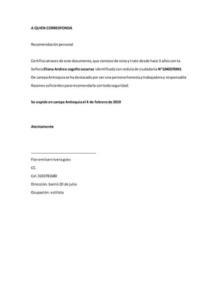 Carta A Quien Corresponda