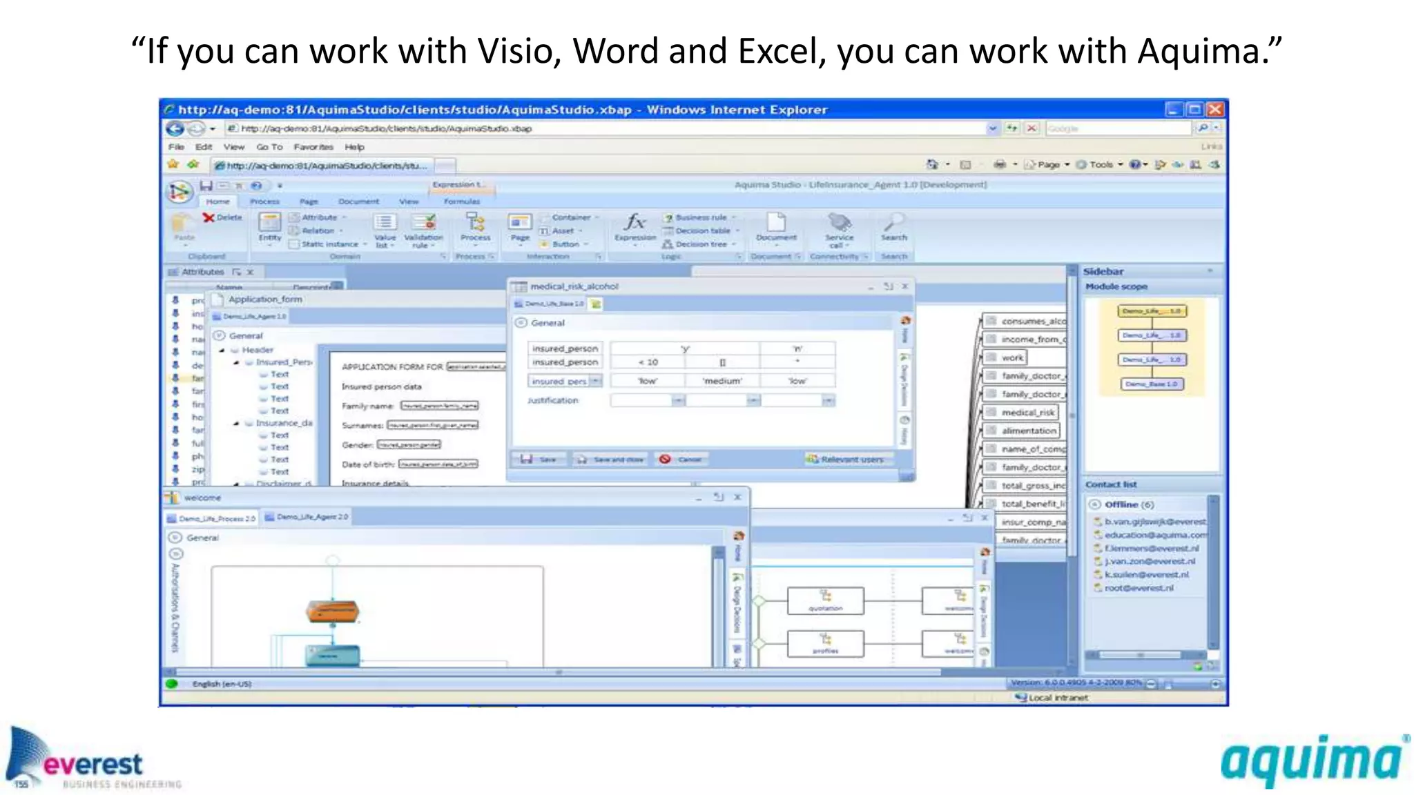 “If you can work with Visio, Word and Excel, you can work with Aquima.”
 
