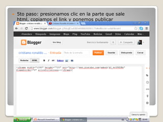  5to paso: presionamos clic en la parte que sale
html, copiamos el link y ponemos publicar