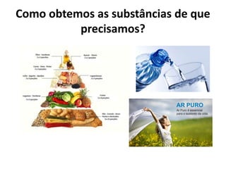 Como obtemos as substâncias de que
precisamos?
 