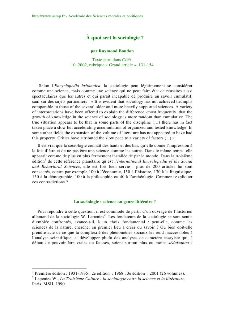 A Quoi Sert La Sociologie - 