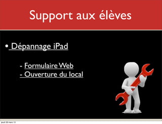 Informationsrôle l’élève
                          Mon    sur
                        et sa tablette




jeudi 28 mars 13
 