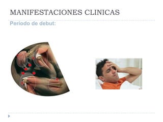 MANIFESTACIONES CLINICASPeriodo de debut:
