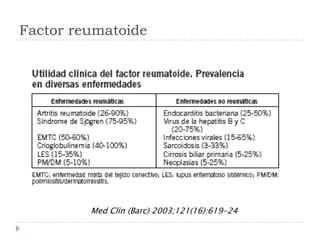 Factor reumatoide Med Clin (Barc) 2003;121(16):619-24