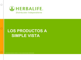 LOS PRODUCTOS A
SIMPLE VISTA
© 2009 Herbalife International of America, Inc. Todos los derechos reservados. SAM/CAM 09/09
 