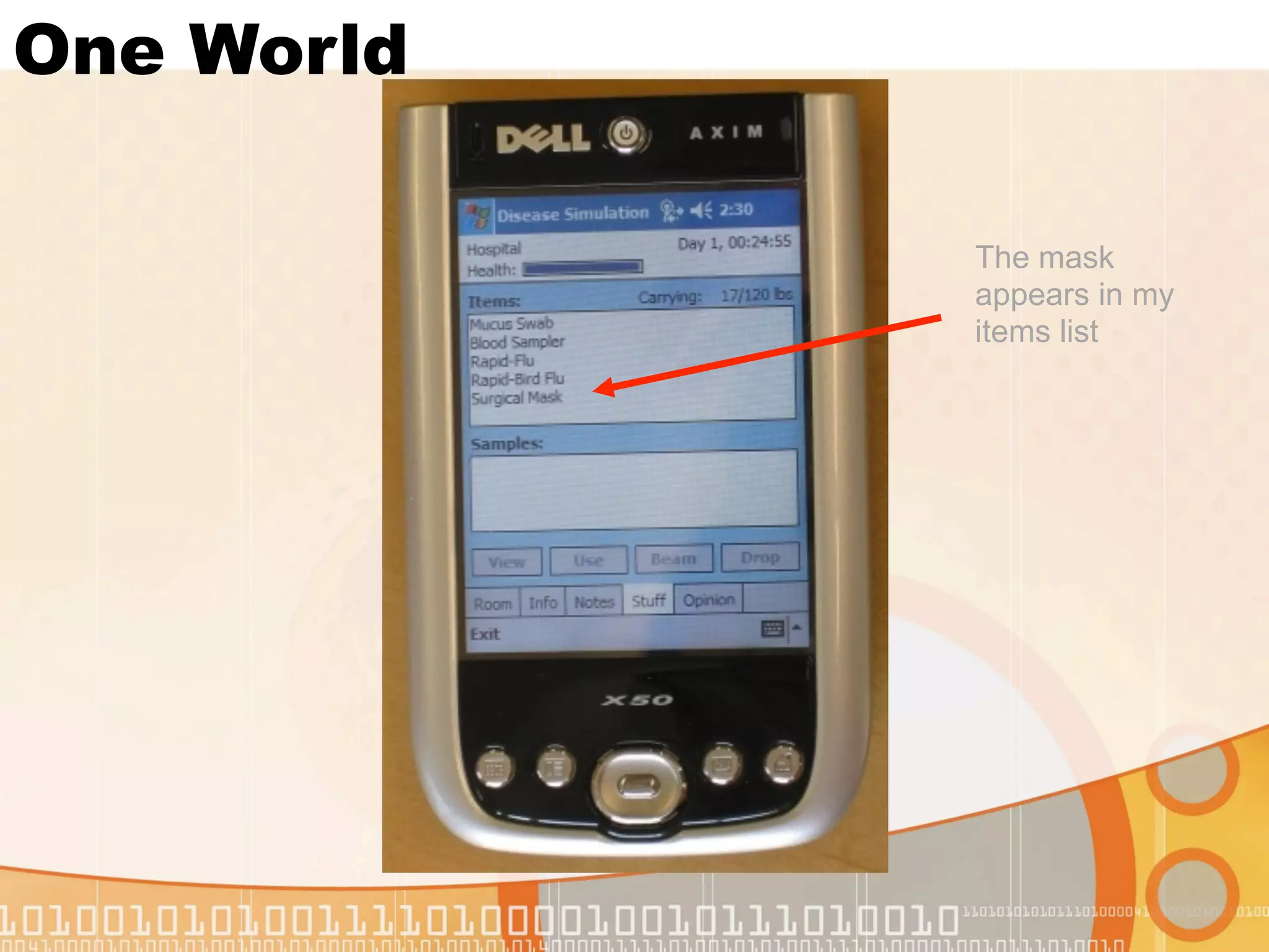 One World

            The mask
            appears in my
            items list
 