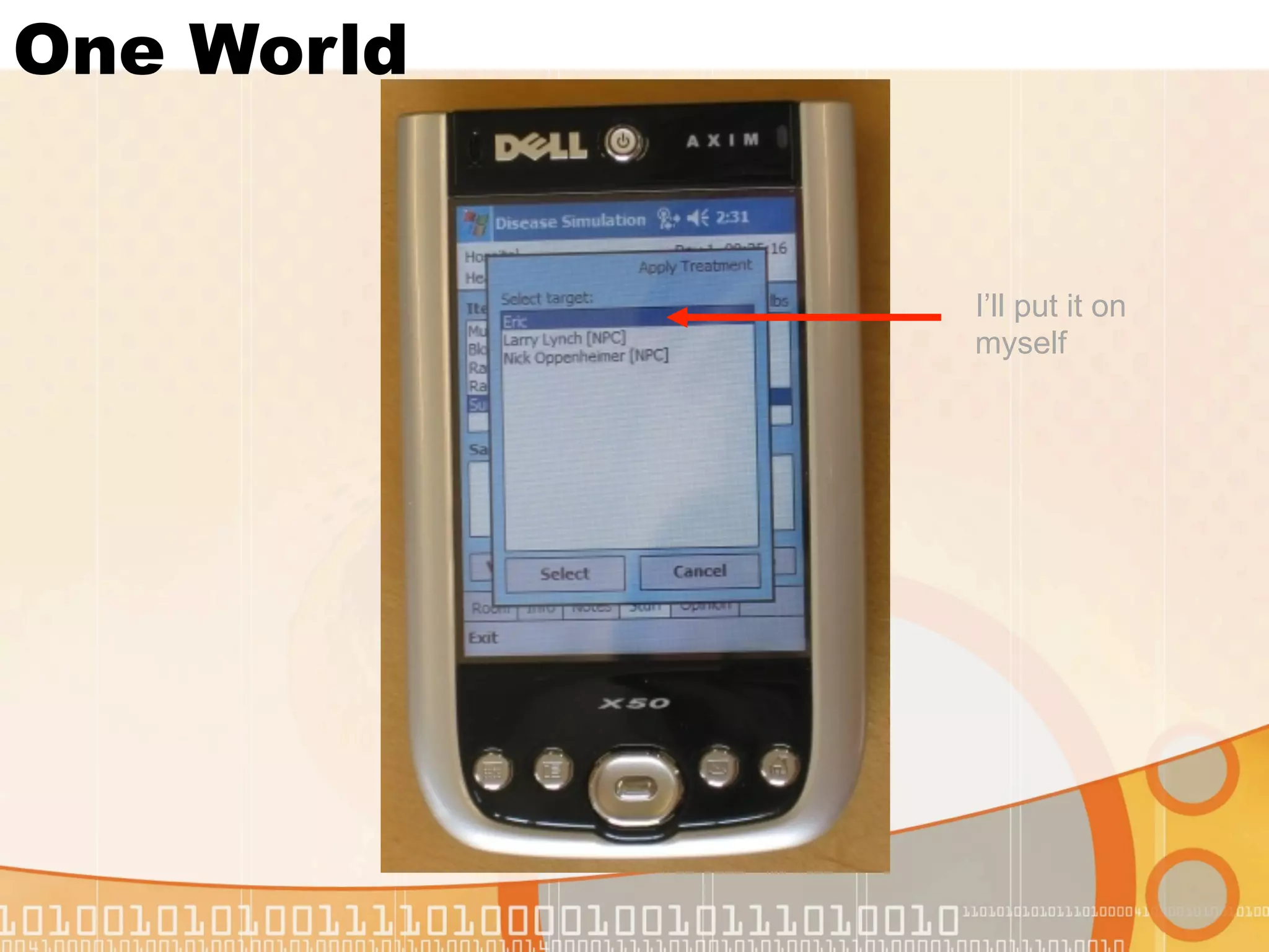 One World


            I’ll put it on
            myself
 