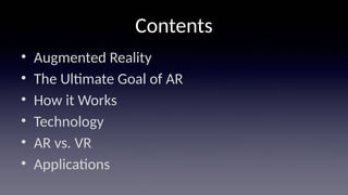 Ppt on Augmented reality for engineering students | PPTX