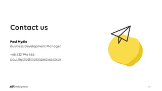 Contact us
10
Paul Mydlo
Business Development Manager
+48 532 794 466
paul.mydlo@makingwaves.co.uk
 