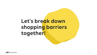 Let’s break down
shopping barriers
together!
2
 