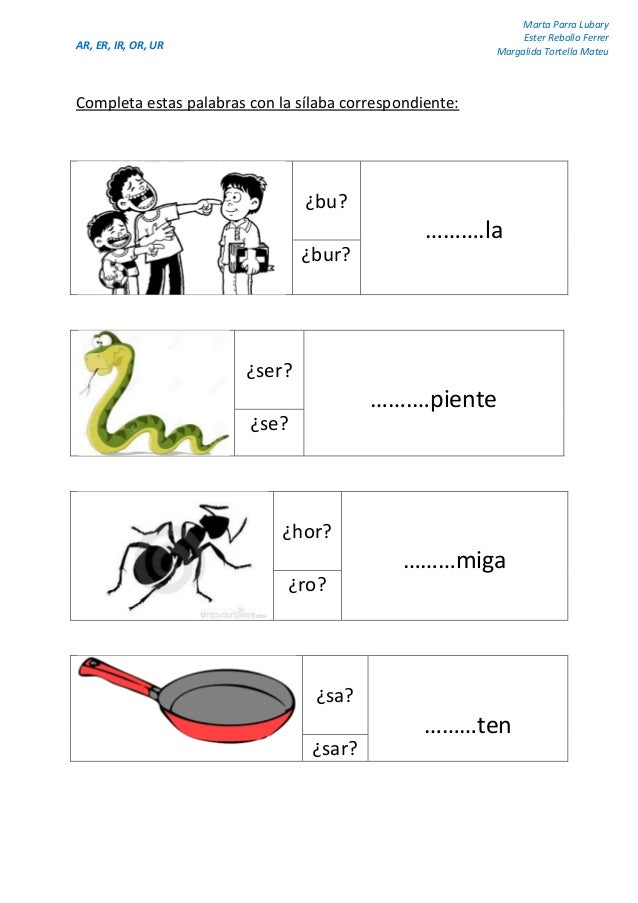 Palabras Que Empiecen Con Ar Er Ir Or Ur Para Ninos Palabras Que Empiecen Con Ar Er Ir Or Ur Para Ninos