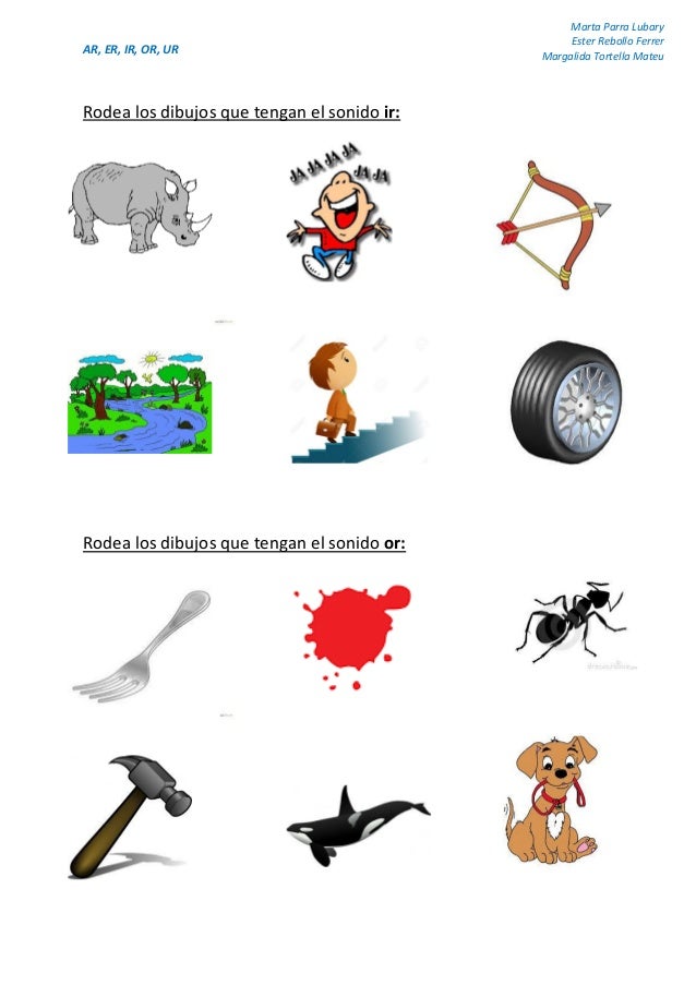 Palabras Que Empiezan Con Ar Er Ir Or Ur Para Ninos