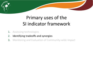 Sustainable intensification indicator framework for Africa RISING