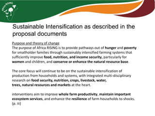 Sustainable intensification indicator framework for Africa RISING