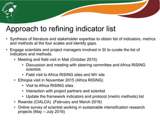 Sustainable intensification indicator framework for Africa RISING